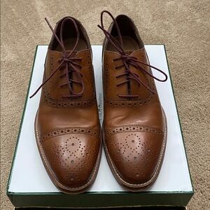 Johnston & Murphy Tan Leather Oxfords with Purple Laces